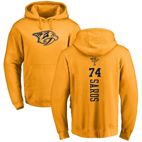 NHL Adidas Nashville Predators #74 Juuse Saros Gold One Color Backer Pullover Hoodie