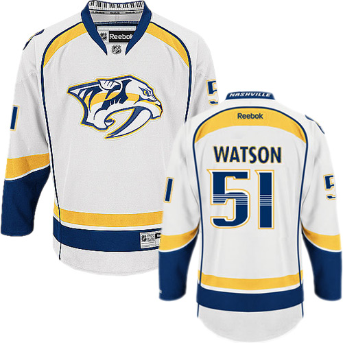 Women's Reebok Nashville Predators #51 Austin Watson Authentic White Away NHL Jersey