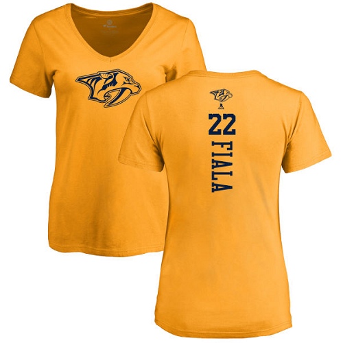 NHL Women's Adidas Nashville Predators #22 Kevin Fiala Gold One Color Backer T-Shirt