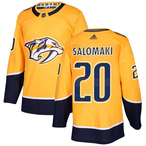 Men's Adidas Nashville Predators #20 Miikka Salomaki Authentic Gold Home NHL Jersey