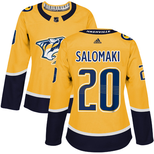Women's Adidas Nashville Predators #20 Miikka Salomaki Authentic Gold Home NHL Jersey