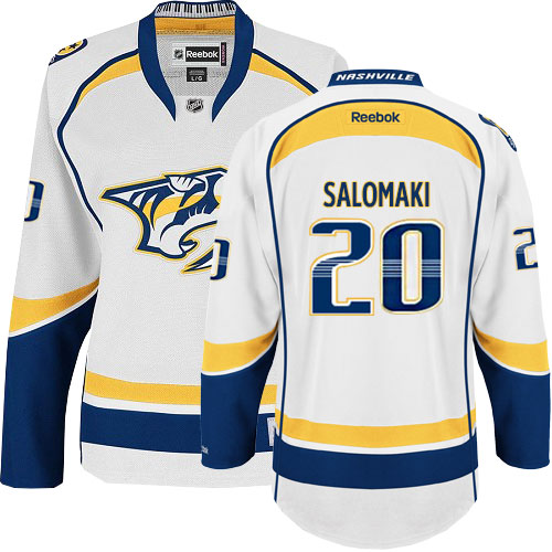 Women's Reebok Nashville Predators #20 Miikka Salomaki Authentic White Away NHL Jersey