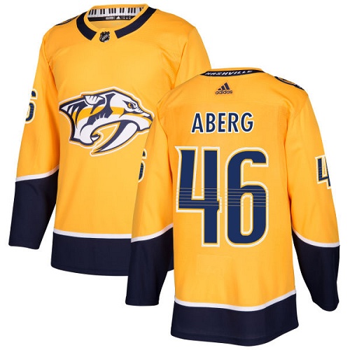 Men's Adidas Nashville Predators #46 Pontus Aberg Authentic Gold Home NHL Jersey