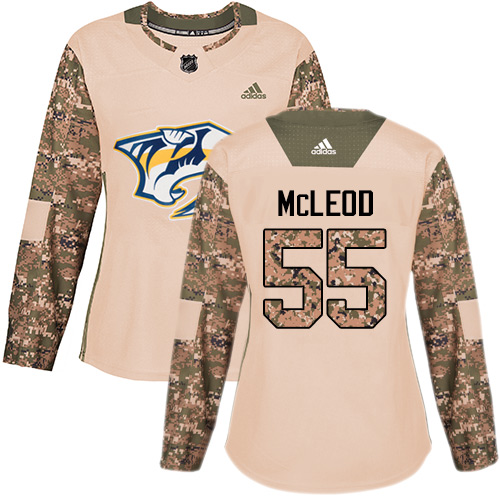 Women's Adidas Nashville Predators #55 Cody McLeod Authentic Camo Veterans Day Practice NHL Jersey