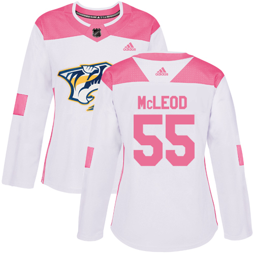 Women's Adidas Nashville Predators #55 Cody McLeod Authentic White/Pink Fashion NHL Jersey