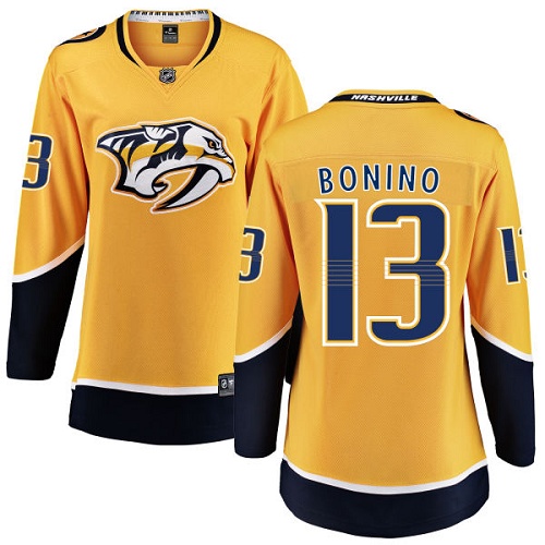 Women's Nashville Predators #13 Nick Bonino Fanatics Branded Gold Home Breakaway NHL Jersey