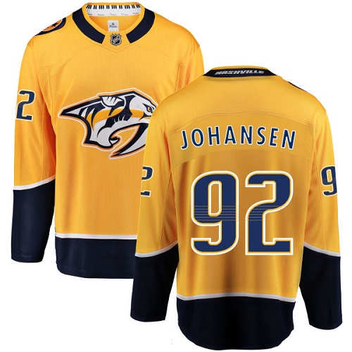 Men's Nashville Predators #92 Ryan Johansen Fanatics Branded Gold Home Breakaway NHL Jersey