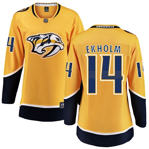 Women's Nashville Predators #14 Mattias Ekholm Fanatics Branded Gold Home Breakaway NHL Jersey