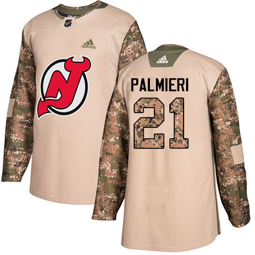 Men's Adidas New Jersey Devils #21 Kyle Palmieri Authentic Camo Veterans Day Practice NHL Jersey