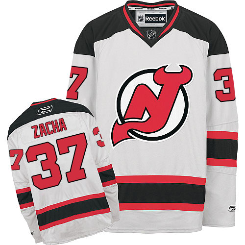 Men's Reebok New Jersey Devils #37 Pavel Zacha Authentic White Away NHL Jersey