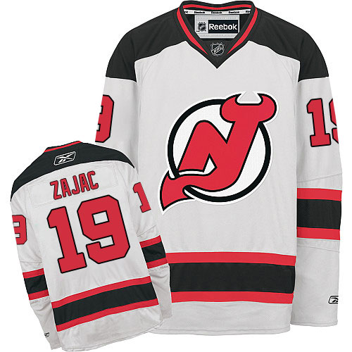 Men's Reebok New Jersey Devils #19 Travis Zajac Authentic White Away NHL Jersey