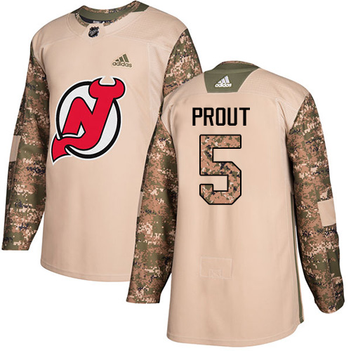 Youth Adidas New Jersey Devils #5 Dalton Prout Authentic Camo Veterans Day Practice NHL Jersey