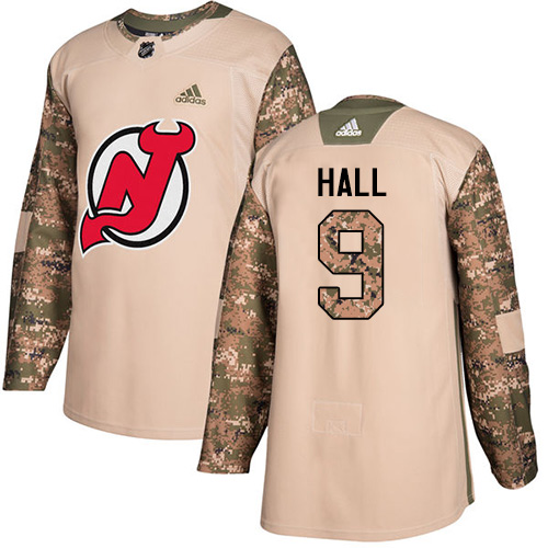 Men's Adidas New Jersey Devils #9 Taylor Hall Authentic Camo Veterans Day Practice NHL Jersey
