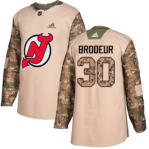 Youth Adidas New Jersey Devils #30 Martin Brodeur Authentic Camo Veterans Day Practice NHL Jersey