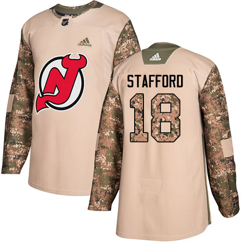 Men's Adidas New Jersey Devils #18 Drew Stafford Authentic Camo Veterans Day Practice NHL Jersey