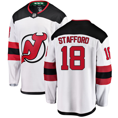 Youth New Jersey Devils #18 Drew Stafford Fanatics Branded White Away Breakaway NHL Jersey