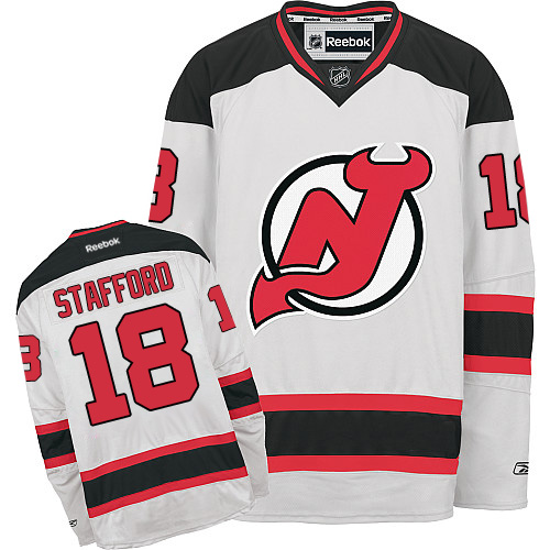Women's Reebok New Jersey Devils #18 Drew Stafford Authentic White Away NHL Jersey