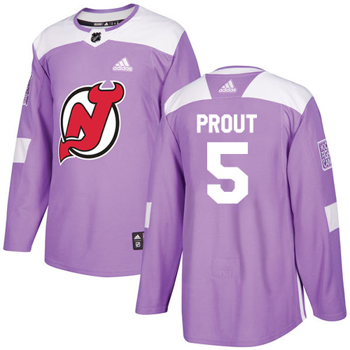 Men's Adidas New Jersey Devils #5 Dalton Prout Authentic Purple Fights Cancer Practice NHL Jersey