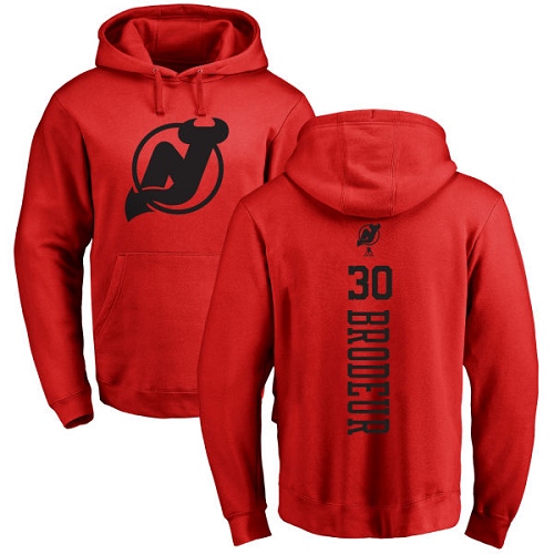 NHL Adidas New Jersey Devils #30 Martin Brodeur Red One Color Backer Pullover Hoodie