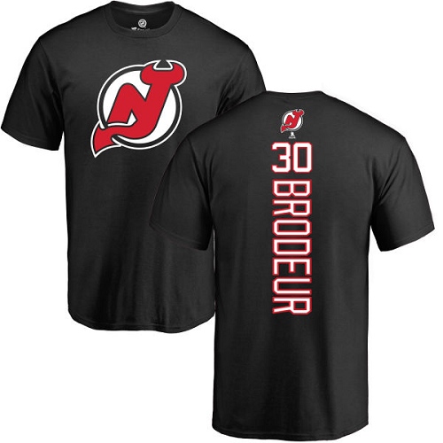 NHL Adidas New Jersey Devils #30 Martin Brodeur Black Backer T-Shirt