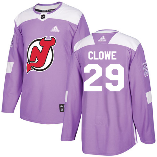 Youth Adidas New Jersey Devils #29 Ryane Clowe Authentic Purple Fights Cancer Practice NHL Jersey