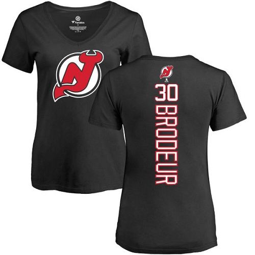 NHL Women's Adidas New Jersey Devils #30 Martin Brodeur Black Backer T-Shirt