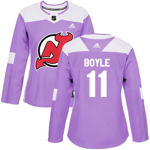 Women's Adidas New Jersey Devils #11 Brian Boyle Authentic Purple Fights Cancer Practice NHL Jersey