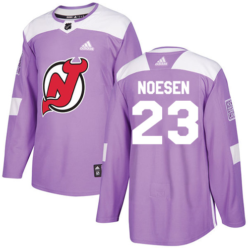 Youth Adidas New Jersey Devils #23 Stefan Noesen Authentic Purple Fights Cancer Practice NHL Jersey