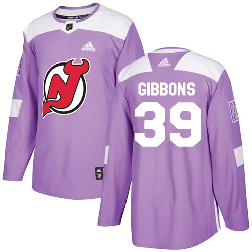 Men's Adidas New Jersey Devils #39 Brian Gibbons Authentic Purple Fights Cancer Practice NHL Jersey