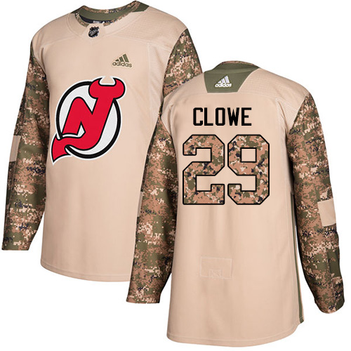 Men's Adidas New Jersey Devils #29 Ryane Clowe Authentic Camo Veterans Day Practice NHL Jersey