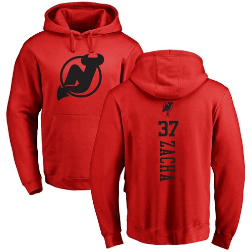 NHL Adidas New Jersey Devils #37 Pavel Zacha Red One Color Backer Pullover Hoodie