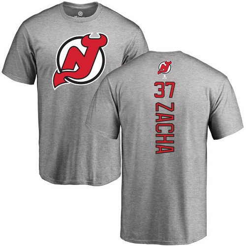NHL Adidas New Jersey Devils #37 Pavel Zacha Ash Backer T-Shirt
