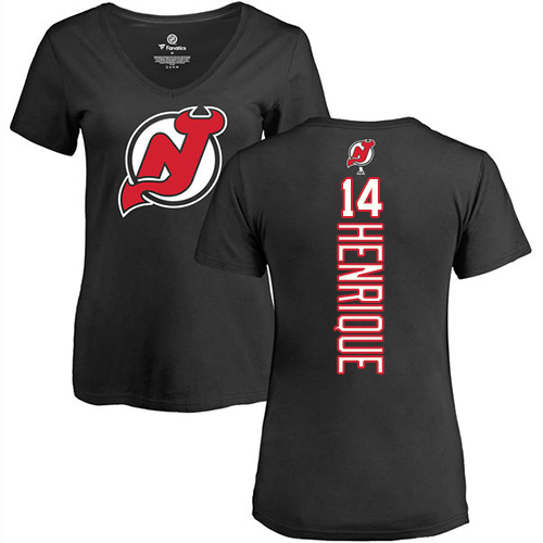 NHL Women's Adidas New Jersey Devils #14 Adam Henrique Black Backer T-Shirt