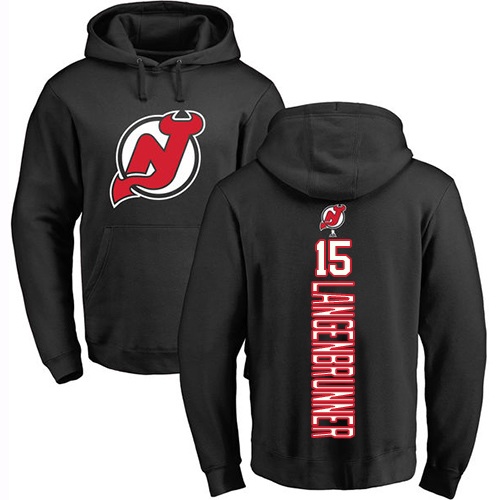 NHL Adidas New Jersey Devils #15 Jamie Langenbrunner Black Backer Pullover Hoodie
