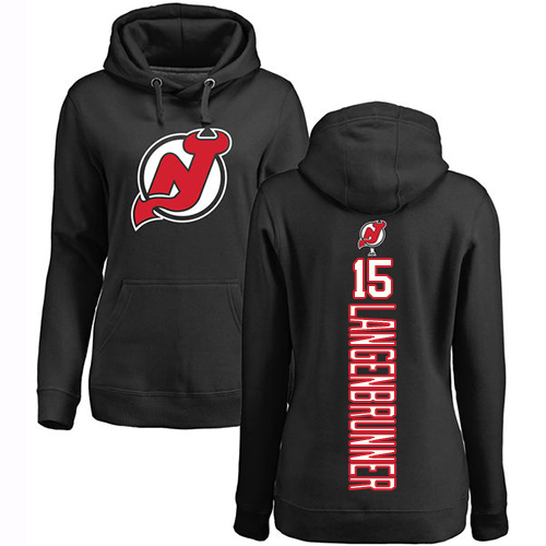 NHL Women's Adidas New Jersey Devils #15 Jamie Langenbrunner Black Backer Pullover Hoodie