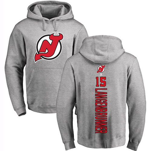 NHL Adidas New Jersey Devils #15 Jamie Langenbrunner Ash Backer Pullover Hoodie