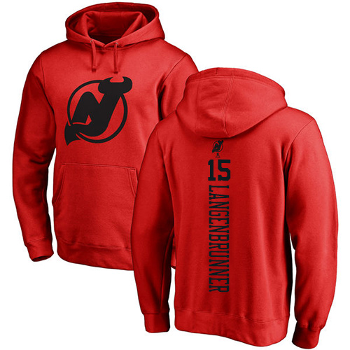 NHL Adidas New Jersey Devils #15 Jamie Langenbrunner Red One Color Backer Pullover Hoodie