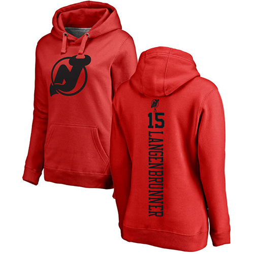 NHL Women's Adidas New Jersey Devils #15 Jamie Langenbrunner Red One Color Backer Pullover Hoodie