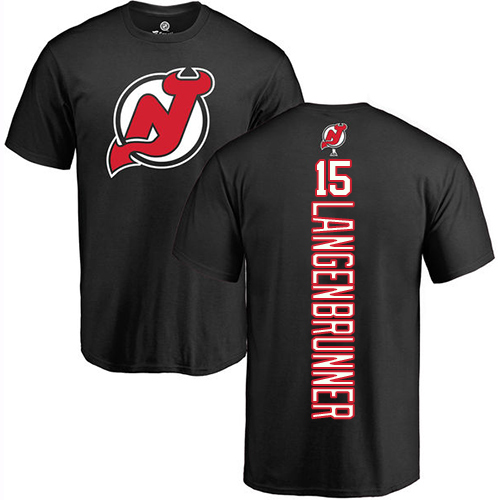 NHL Adidas New Jersey Devils #15 Jamie Langenbrunner Black Backer T-Shirt