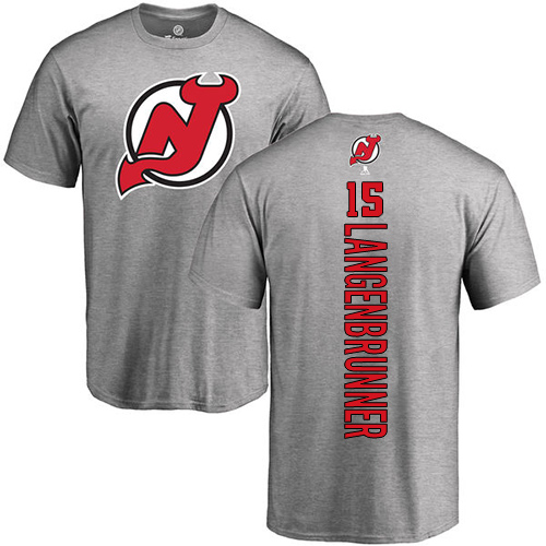 NHL Adidas New Jersey Devils #15 Jamie Langenbrunner Ash Backer T-Shirt