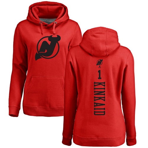 NHL Women's Adidas New Jersey Devils #1 Keith Kinkaid Red One Color Backer Pullover Hoodie