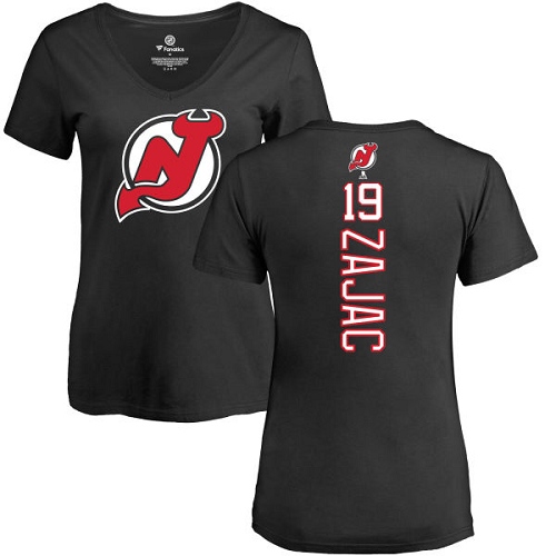NHL Women's Adidas New Jersey Devils #19 Travis Zajac Black Backer T-Shirt