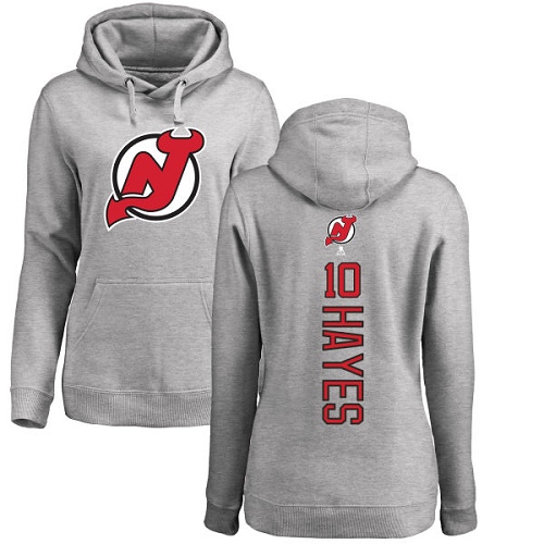 NHL Women's Adidas New Jersey Devils #10 Jimmy Hayes Ash Backer Pullover Hoodie