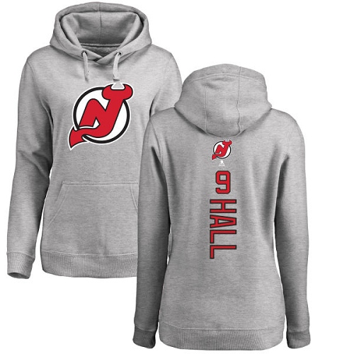 NHL Women's Adidas New Jersey Devils #9 Taylor Hall Ash Backer Pullover Hoodie