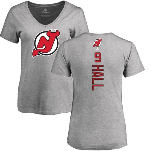 NHL Women's Adidas New Jersey Devils #9 Taylor Hall Ash Backer T-Shirt