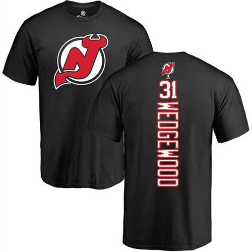 NHL Adidas New Jersey Devils #31 Scott Wedgewood Black Backer T-Shirt