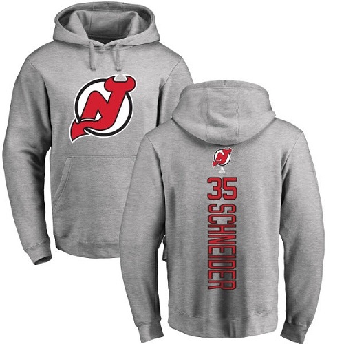 NHL Adidas New Jersey Devils #35 Cory Schneider Ash Backer Pullover Hoodie