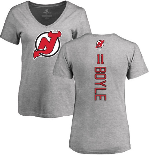 NHL Women's Adidas New Jersey Devils #11 Brian Boyle Ash Backer T-Shirt