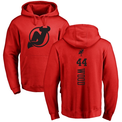 NHL Adidas New Jersey Devils #44 Miles Wood Red One Color Backer Pullover Hoodie
