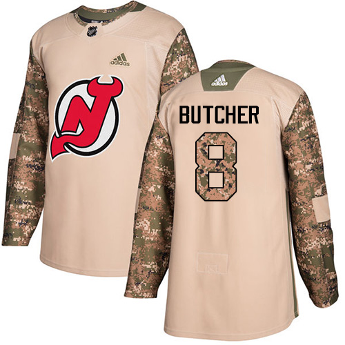 Youth Adidas New Jersey Devils #8 Will Butcher Authentic Camo Veterans Day Practice NHL Jersey